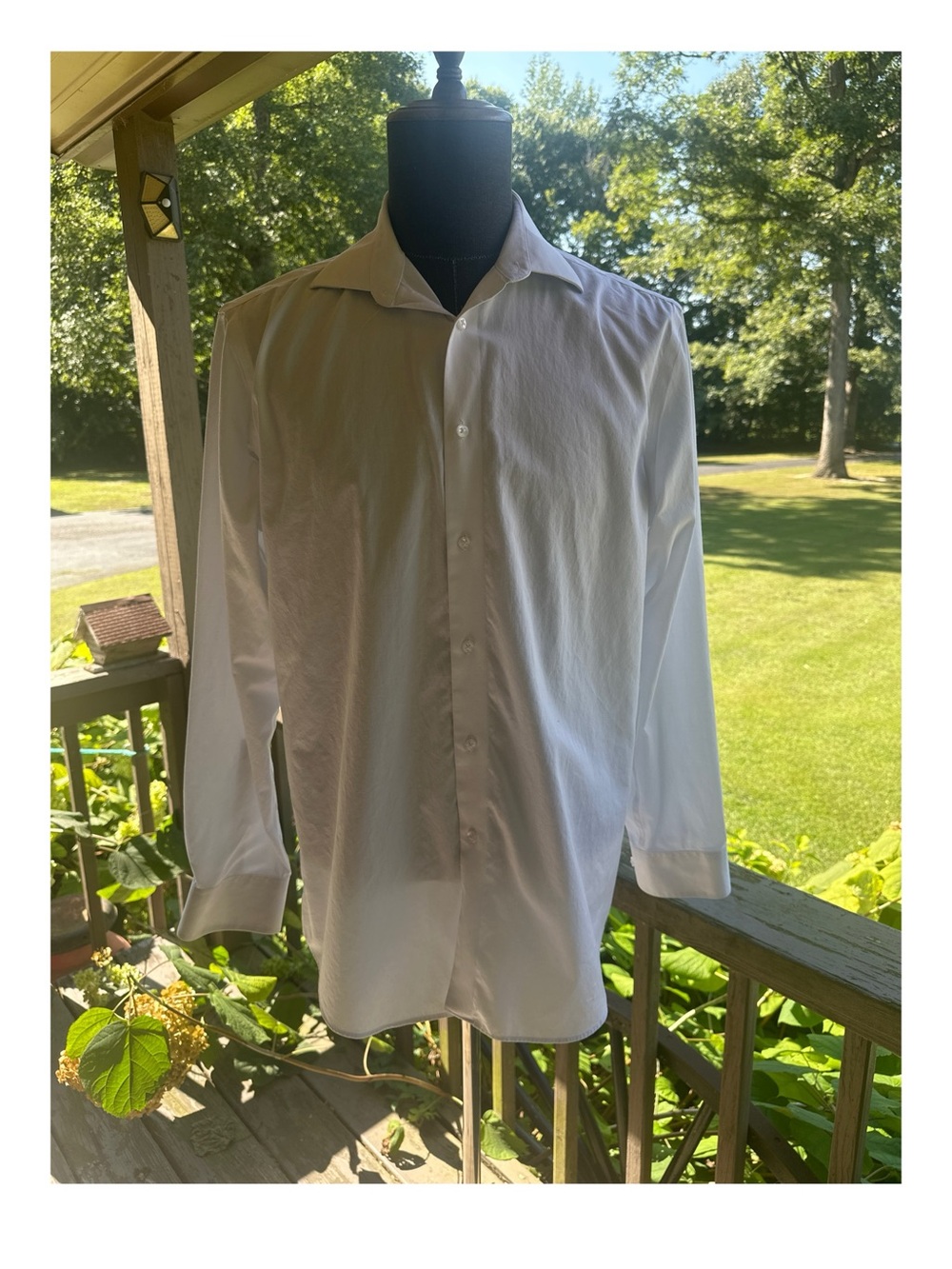 Calvin Klein Steel + Regular Fit Herringbone Men's White Button Up Size Large